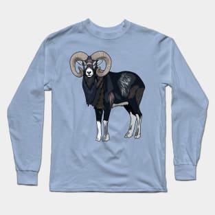 Mouflon sheep cartoon illustration Long Sleeve T-Shirt